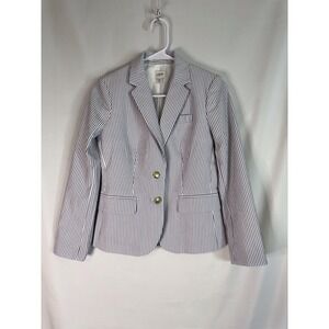 J.Crew Factory Size 0 Petite Blue & White Striped Blazer Preppy Chic